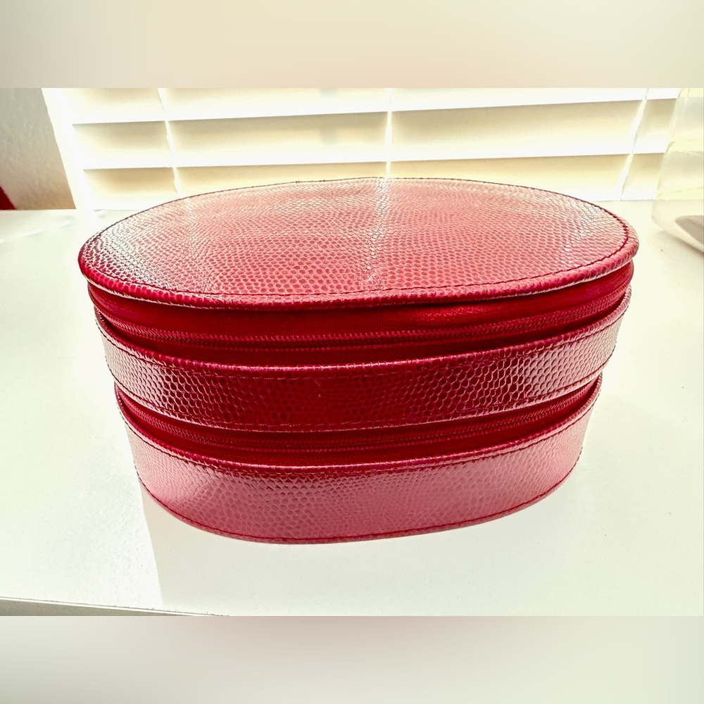Two-Level Leather Jewelry Box, Red Lizard - Picture 12 of 12